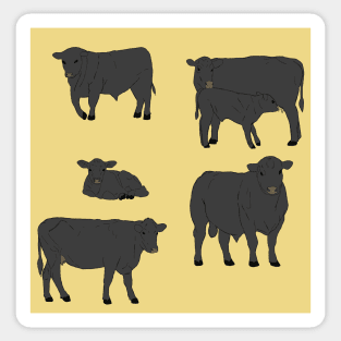 Angus Cattle Pattern Yellow Sticker